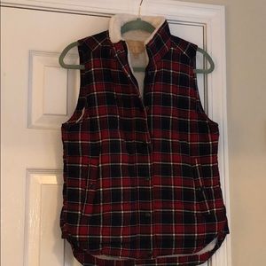 Buffalo plaid Sherpa vest